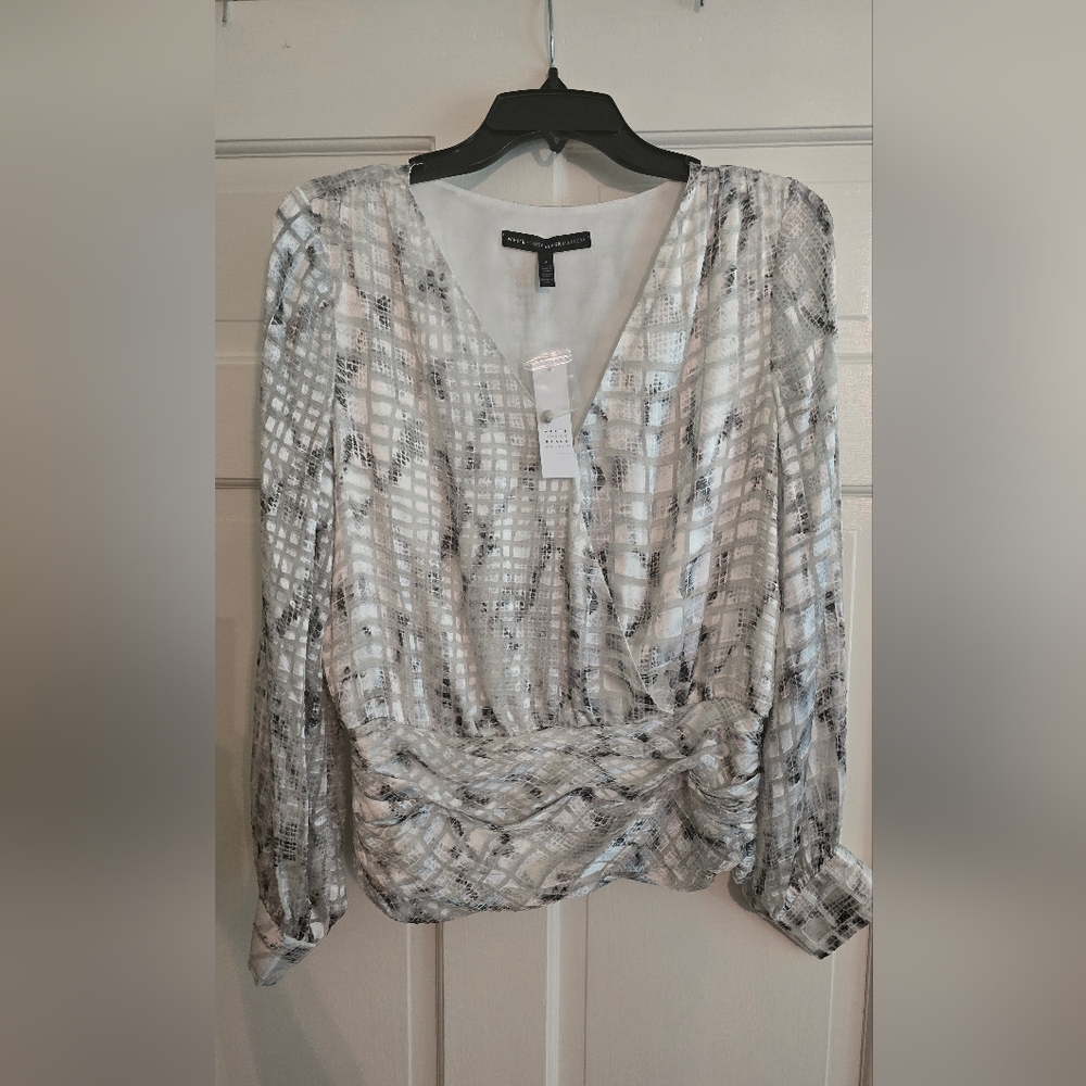 White House Black Market Women's Metallic Blouse SMALL